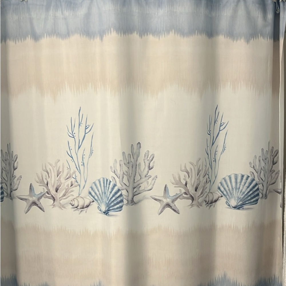 Avanti Fabric Shower Curtain.  Abstract Coastal Collection.